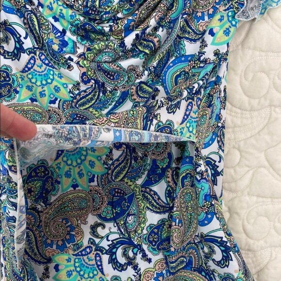 Tradition Paisley Blouse Draped Neck Flutter Sleeves Sz Small - Picture 3 of 6